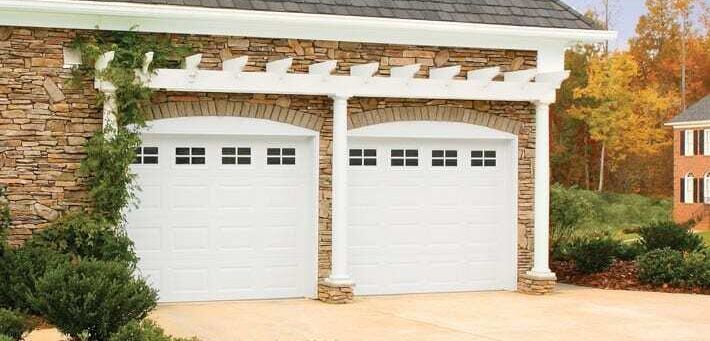 Olympus -Traditional Short Panel with Stockton Windows, in White. Olympus - Amarr Garage Doors – Over the Top Garage Doors, Albuquerque NM